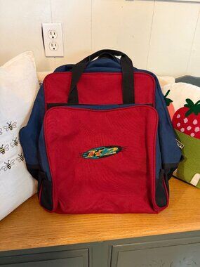 Vintage K2 Ski / Snowboard Boot Bag – Red & Navy Blue – Good Condition